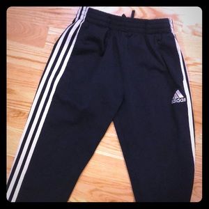 Navy Adidas warm-up pants for boys or girls. L
